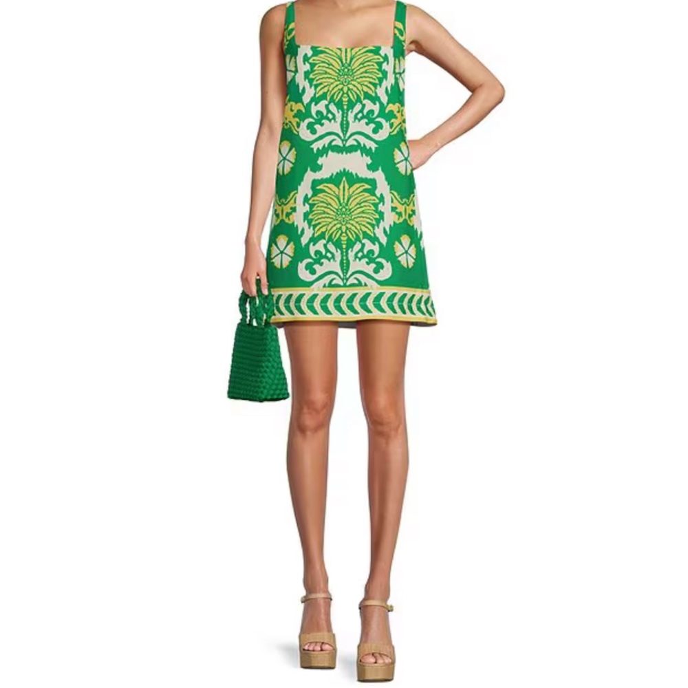 Antonio Melani Eliana Printed Linen Blend Square Neck Mini Dress
